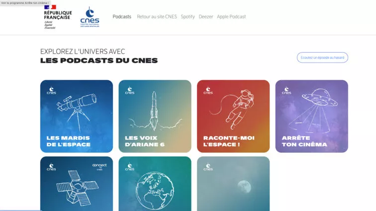 Vignette Plateforme de publication de podcasts CNES