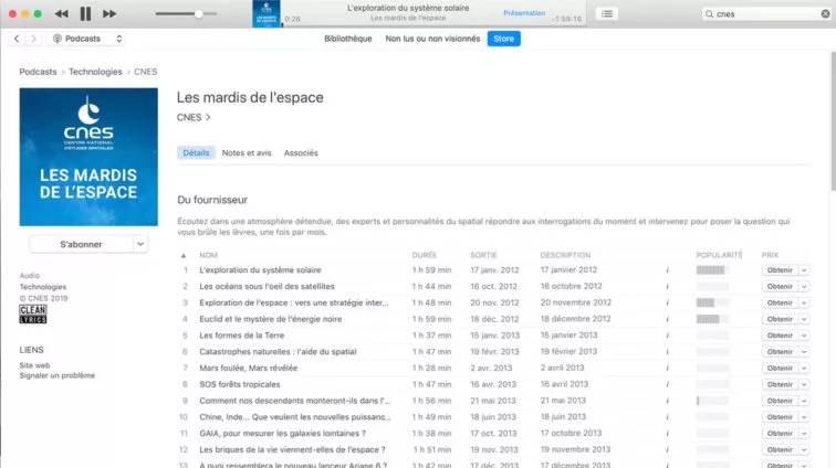 Vignette Plateforme de publication de podcasts CNES